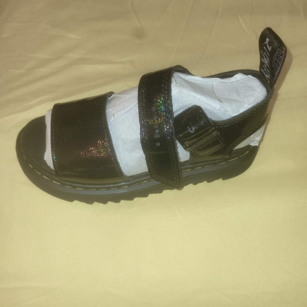 Dr. Martens Black Iridescent Kids Sandals